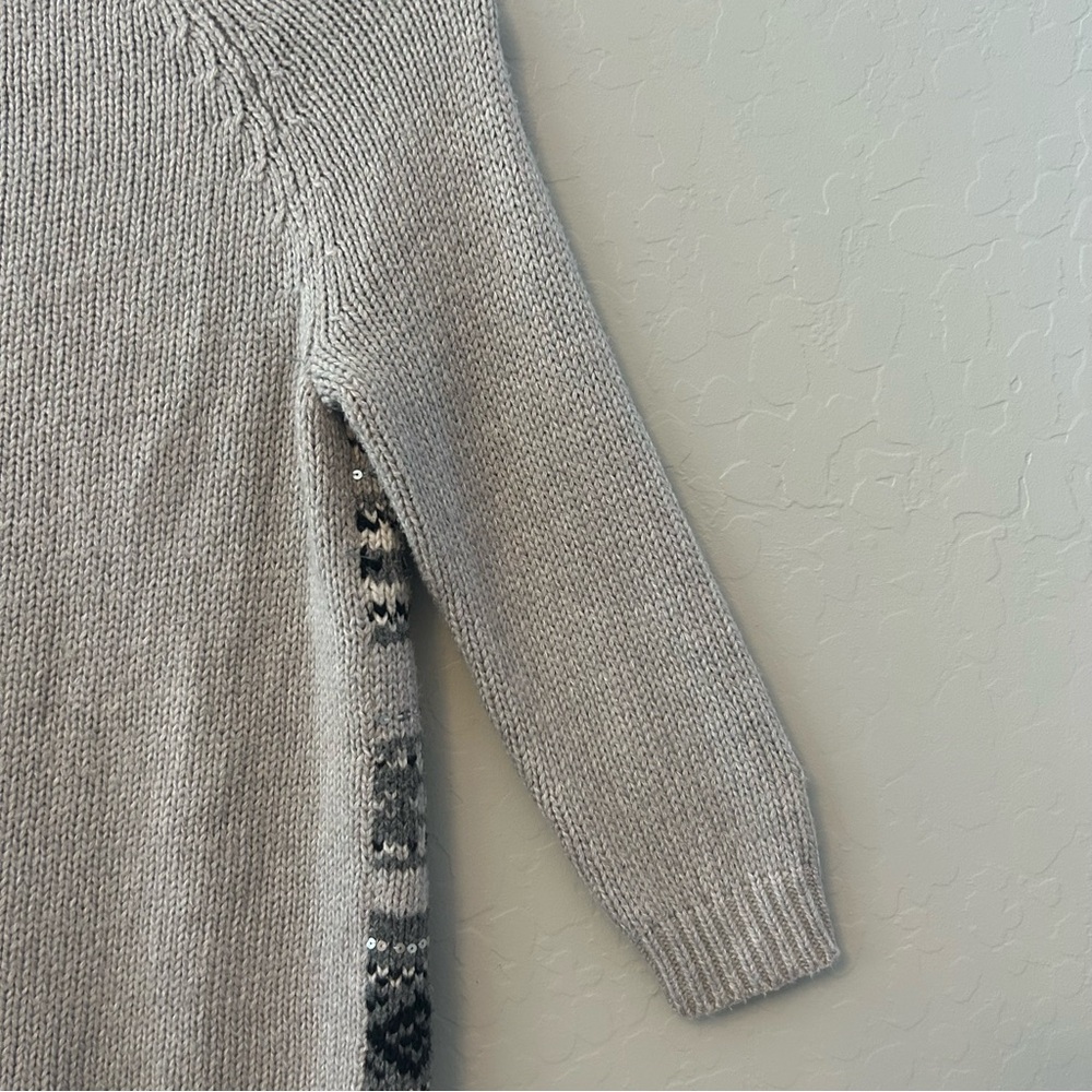 Old Navy womens gray fair isle crewneck knit sweater with sequins size small - Picture 3 of 16